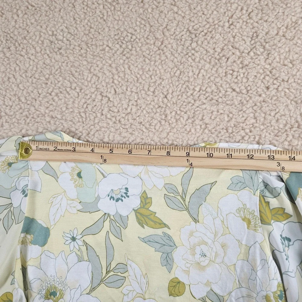 Loft Blouse Women SP Yellow Floral Puff Sleeve Scoop Neck Cottagecore Casual